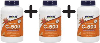 3 x Vitamin C-500, Chewable Orange - 100 tabs