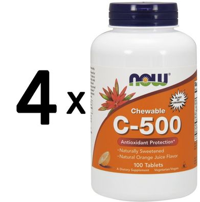 4 x Vitamin C-500, Chewable Orange - 100 tabs
