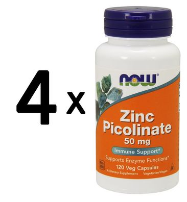 4 x Zinc Picolinate, 50mg - 120 vcaps