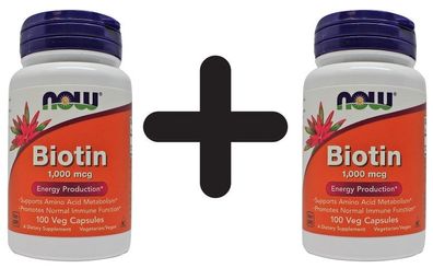 2 x Biotin, 1000mcg with Vitamin C - 100 caps