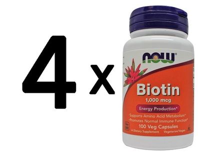 4 x Biotin, 1000mcg with Vitamin C - 100 caps