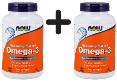 2 x Omega-3 Molecularly Distilled Fish Oil - 200 softgels