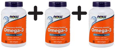 3 x Omega-3 Molecularly Distilled Fish Oil - 200 softgels