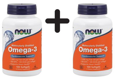 2 x Omega-3 Molecularly Distilled Fish Oil - 100 softgels