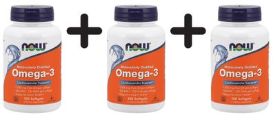 3 x Omega-3 Molecularly Distilled Fish Oil - 100 softgels