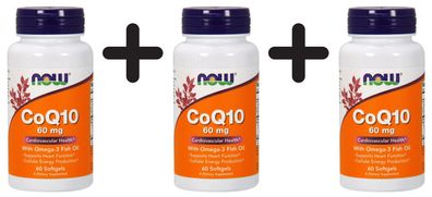 3 x CoQ10, 60mg with Omega-3 - 60 softgels