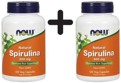 2 x Natural Spirulina, 500mg - 120 vcaps