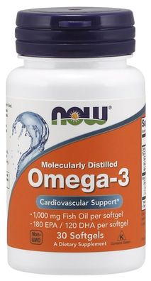 Omega-3 Molecularly Distilled Fish Oil - 30 softgels