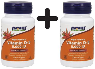 2 x Vitamin D-3, 5000 IU - 120 softgels