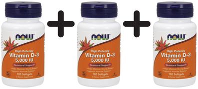 3 x Vitamin D-3, 5000 IU - 120 softgels