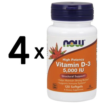 4 x Vitamin D-3, 5000 IU - 120 softgels