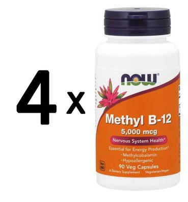 4 x Methyl B-12, 5000mcg - 90 vcaps