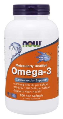 Omega-3 Molecularly Distilled - 200 fish softgels