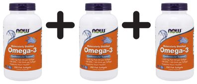 3 x Omega-3 Molecularly Distilled - 200 fish softgels