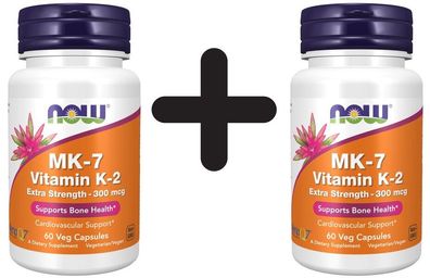 2 x MK-7 Vitamin K-2, Extra Strength 300mcg - 60 vcaps
