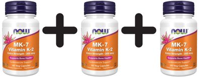 3 x MK-7 Vitamin K-2, Extra Strength 300mcg - 60 vcaps