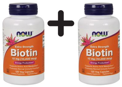 2 x Biotin, 10mg (Extra Strength) - 120 vcaps