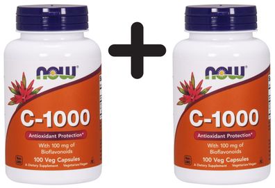 2 x Vitamin C-1000 with 100mg Bioflavonids - 100 vcaps