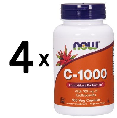 4 x Vitamin C-1000 with 100mg Bioflavonids - 100 vcaps