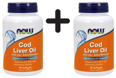 2 x Cod Liver Oil, 1000mg Extra Strength - 90 Softgels