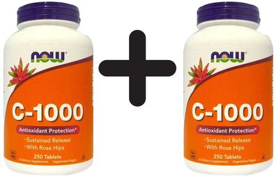 2 x Vitamin C-1000 with Rose Hips - Susteined Release - 250 tablets