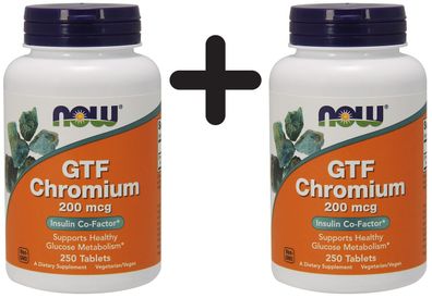 2 x NOW Foods GTF Chromium, 200mcg - 250 tabs