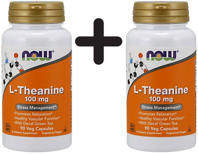 2 x L-Theanine, 100mg with Green Tea - 90 vcaps