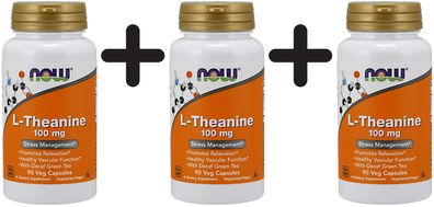 3 x L-Theanine, 100mg with Green Tea - 90 vcaps