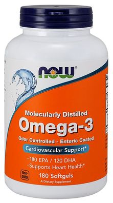 Omega-3 Molecularly Distilled (Odor Controlled - Enteric Coated) - 180 softgels