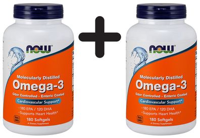 2 x Omega-3 Molecularly Distilled (Odor Controlled - Enteric Coated) - 180 softgels