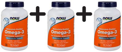 3 x Omega-3 Molecularly Distilled (Odor Controlled - Enteric Coated) - 180 softgels