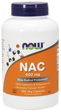 NAC N-Acetyl Cysteine with Selenium & Molybdenum, 600mcg - 250 vcaps