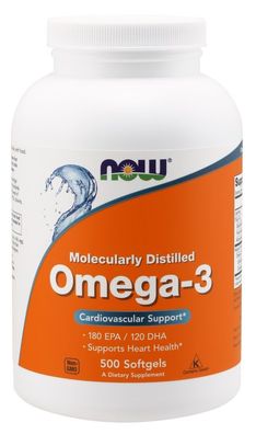 Omega-3 Molecularly Distilled Fish Oil - 500 softgels