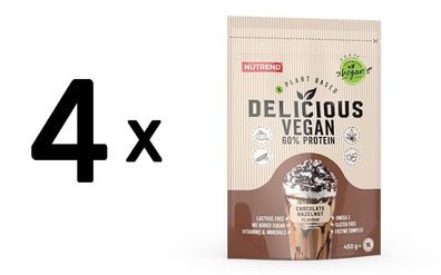 4 x Delicious Vegan, Chocolate Hazelnut - 450g