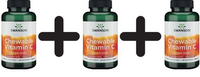3 x Chewable Vitamin C (Sugar-Free), Cherry - 60 chewable tabs
