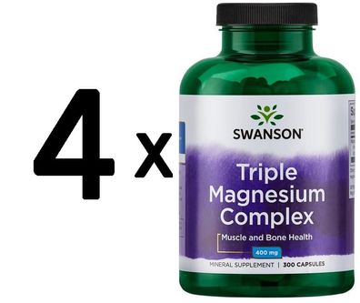 4 x Triple Magnesium Complex, 400mg - 300 caps