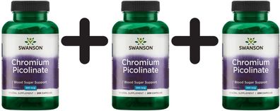 3 x Chromium Picolinate, 200mcg - 200 caps
