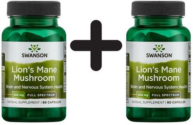 2 x Full Spectrum Lion's Mane Mushroom, 500mg - 60 caps