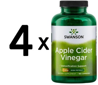 4 x Apple Cider Vinegar, 625mg High Potency - 180 caps