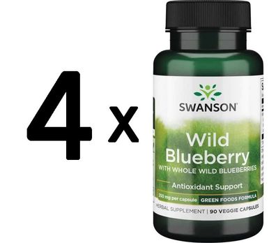 4 x Wild Blueberry, 250mg - 90 vcaps