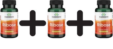 3 x Ribose, 750mg 100% Pure - 60 vcaps