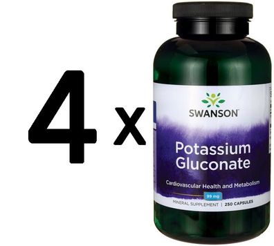 4 x Potassium Gluconate, 99mg - 250 caps