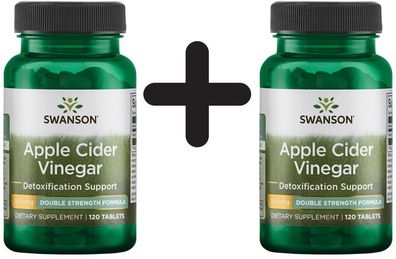 2 x Apple Cider Vinegar, 200mg Double-Strength - 120 tabs