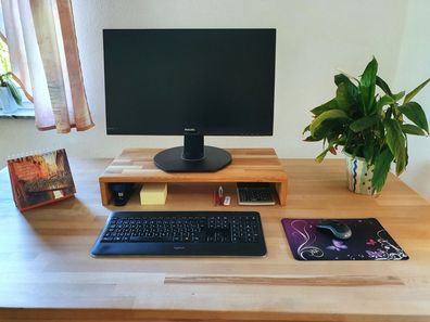 Monitorerhöhung Tischaufsatz Eiche massiv geölt 60x30x10cm