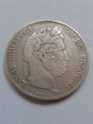 Original 5 Francs 1837 B Frankreich Louis Philippe Silbermünze
