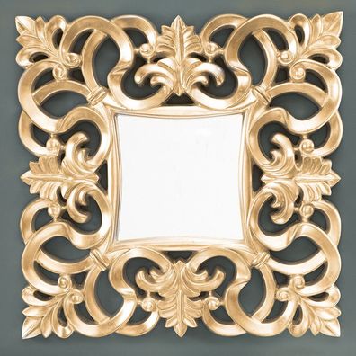 cagü Romantischer Wandspiegel Spiegel (FLORENCE] Gold-Antik BAROCK-DESIGN 75cm x 75cm