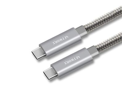 Networx USB-C Daten- und Ladekabel USB-C auf USB-C, 2 m, grau