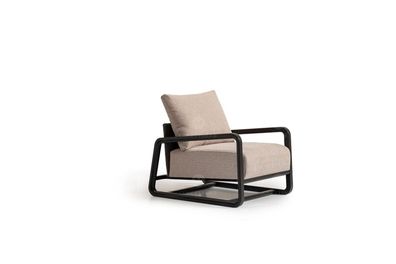 Fernsehsessel Sessel Einsitzer Sitzer Beige Holz Wohnzimmer Design