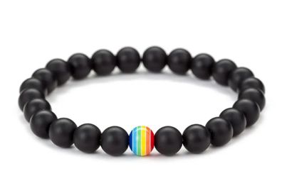 Perlenarmband Armband Miniblings Perlen rund LGBTQ+ Regenbogen schwarz bunt