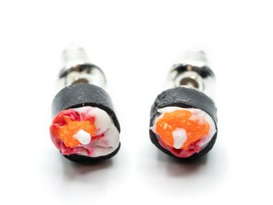 Sushi Ohrstecker Stecker Ohrringe Handarbeit Japan Lachs Rogen Maki Gunkan D